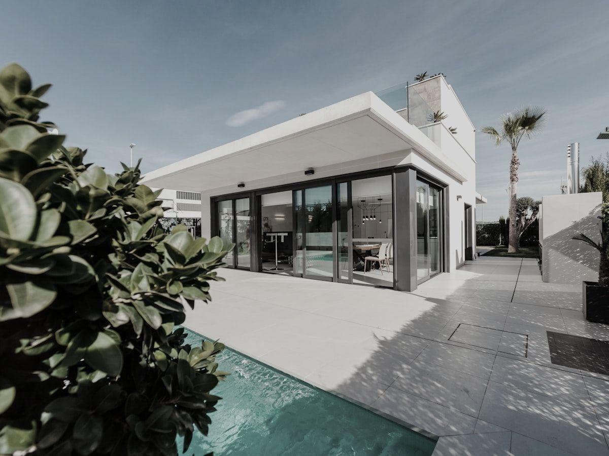 Room with noticeable wide-angle distortion causing leaning walls