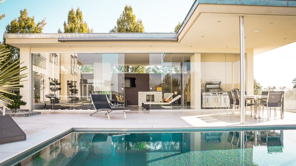 Stunning vacation rental exterior at golden hour