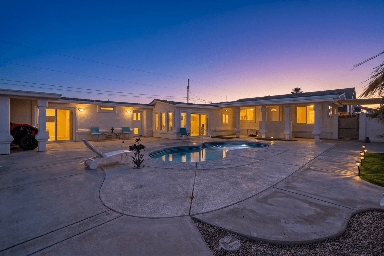 Real estate exterior converted to a twilight photo with Twilight