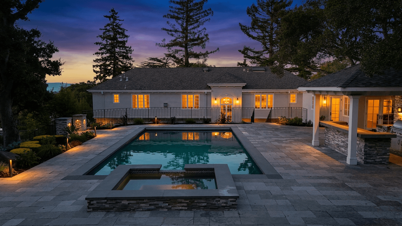 Real estate exterior converted to a twilight photo with Twilight