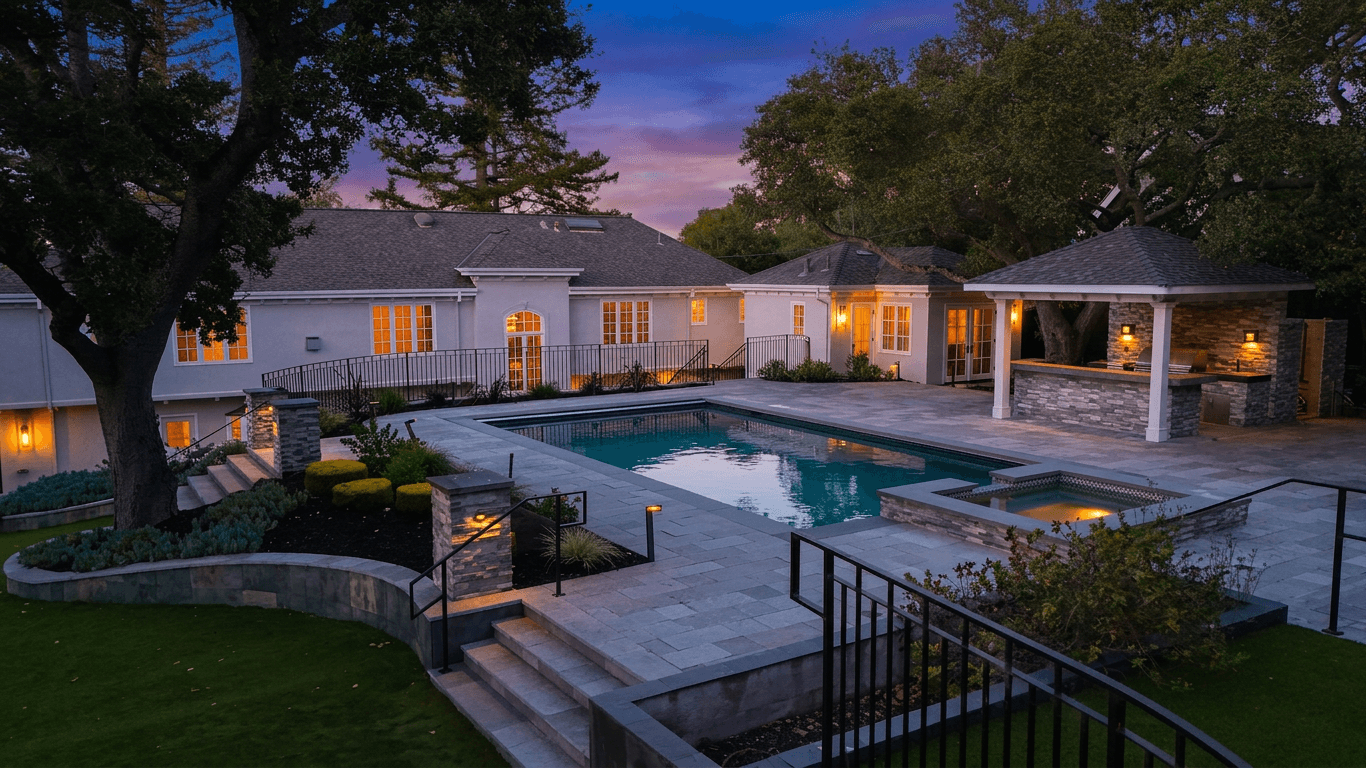 Real estate exterior converted to a twilight photo with Twilight