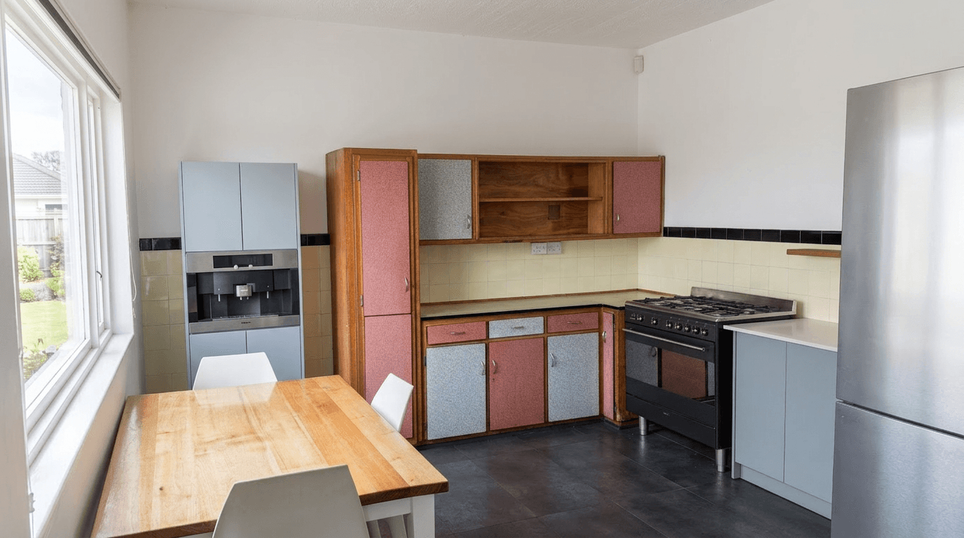 Kitchen: natural light lifted, casts removed (after)