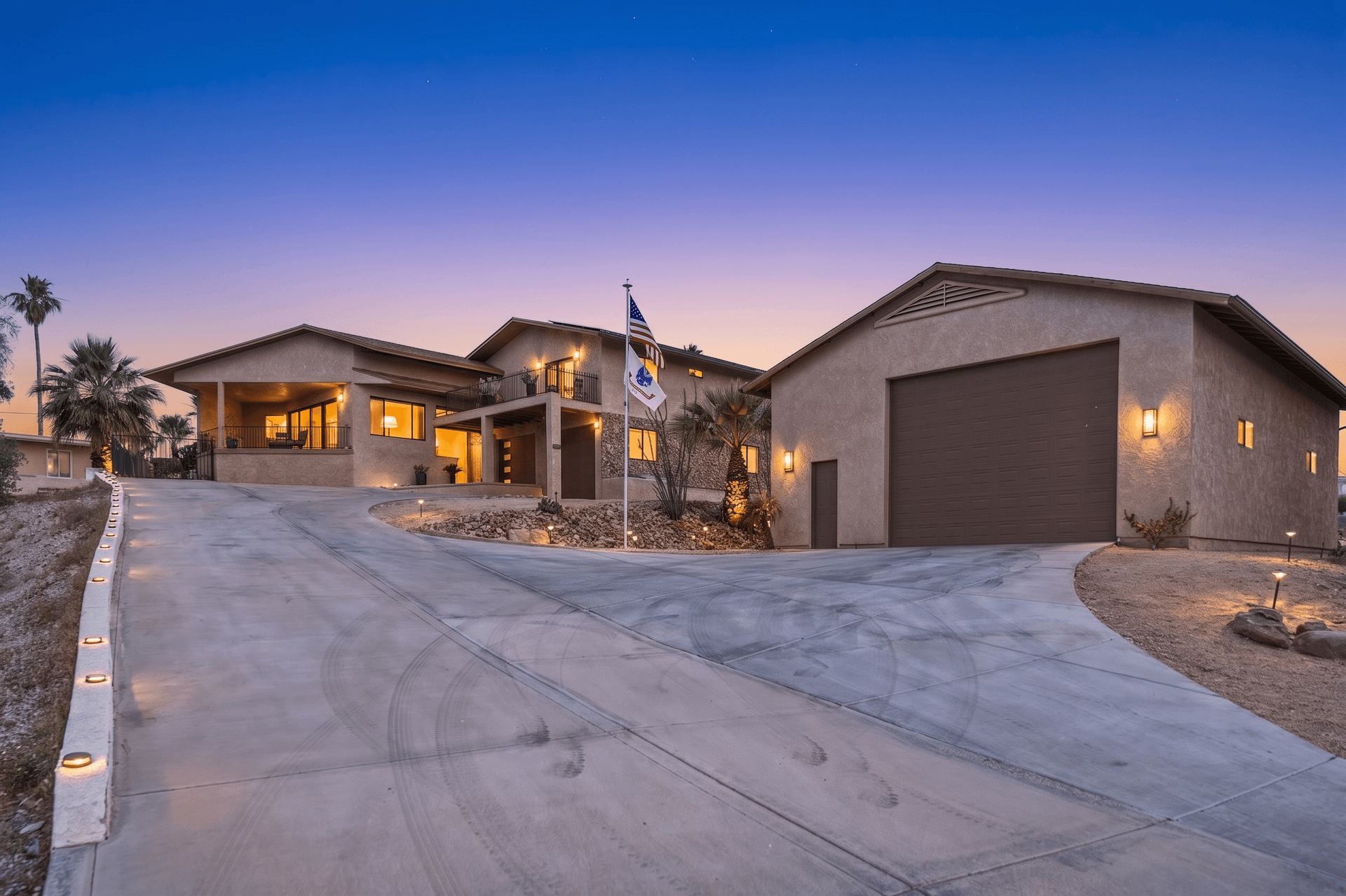 Real estate exterior converted to a twilight photo with Twilight