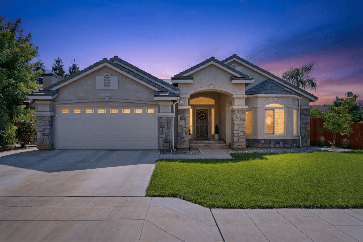 Real estate exterior converted to a twilight photo with Twilight