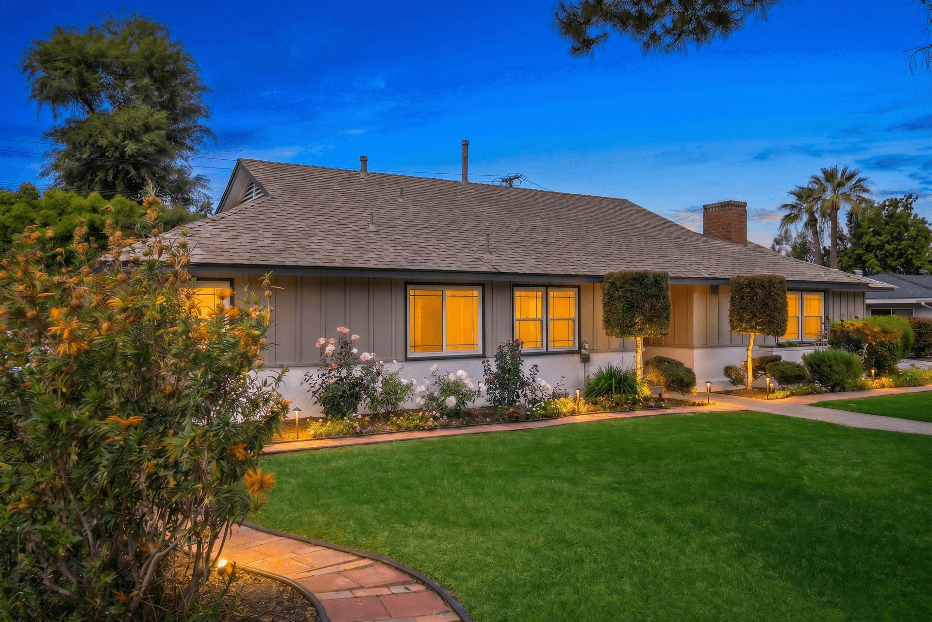 Full exterior refresh with evening grade (after)