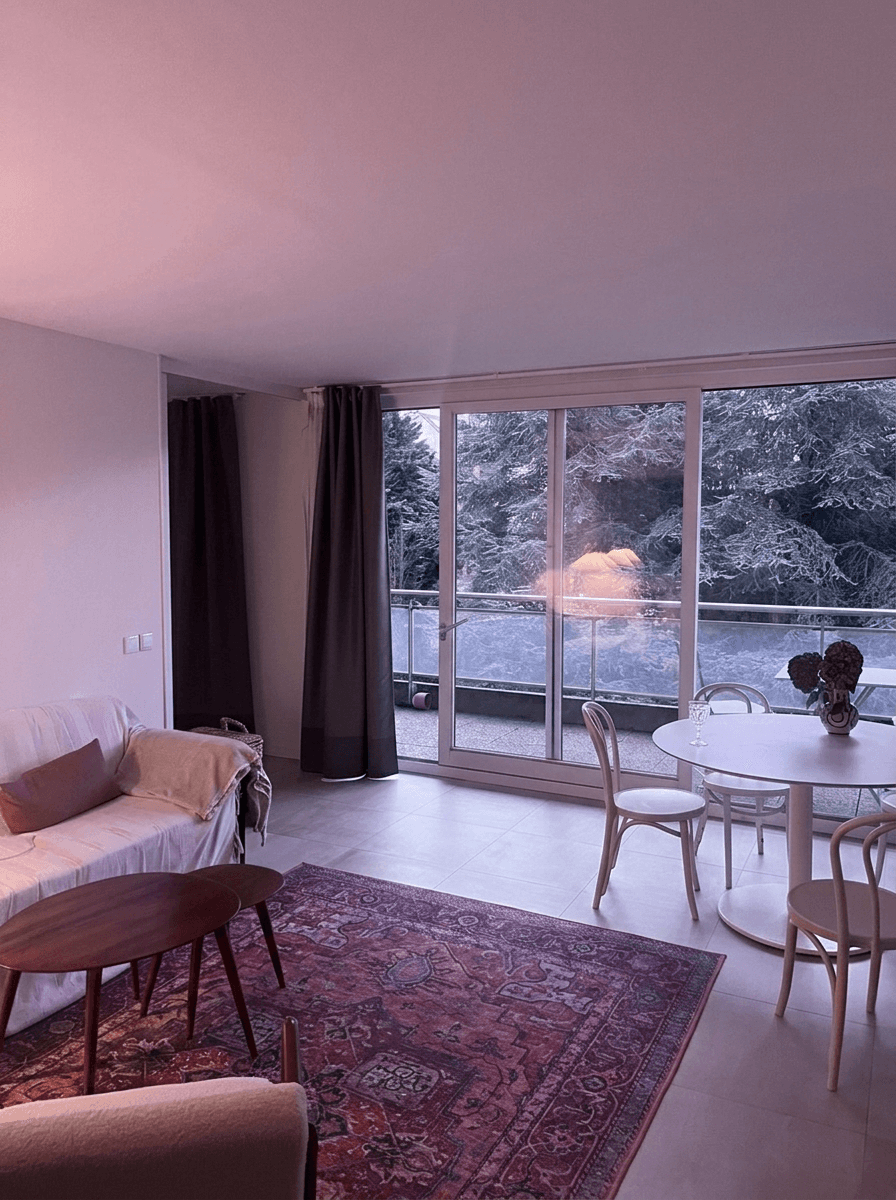 A brightened real estate interior edited with Twilight