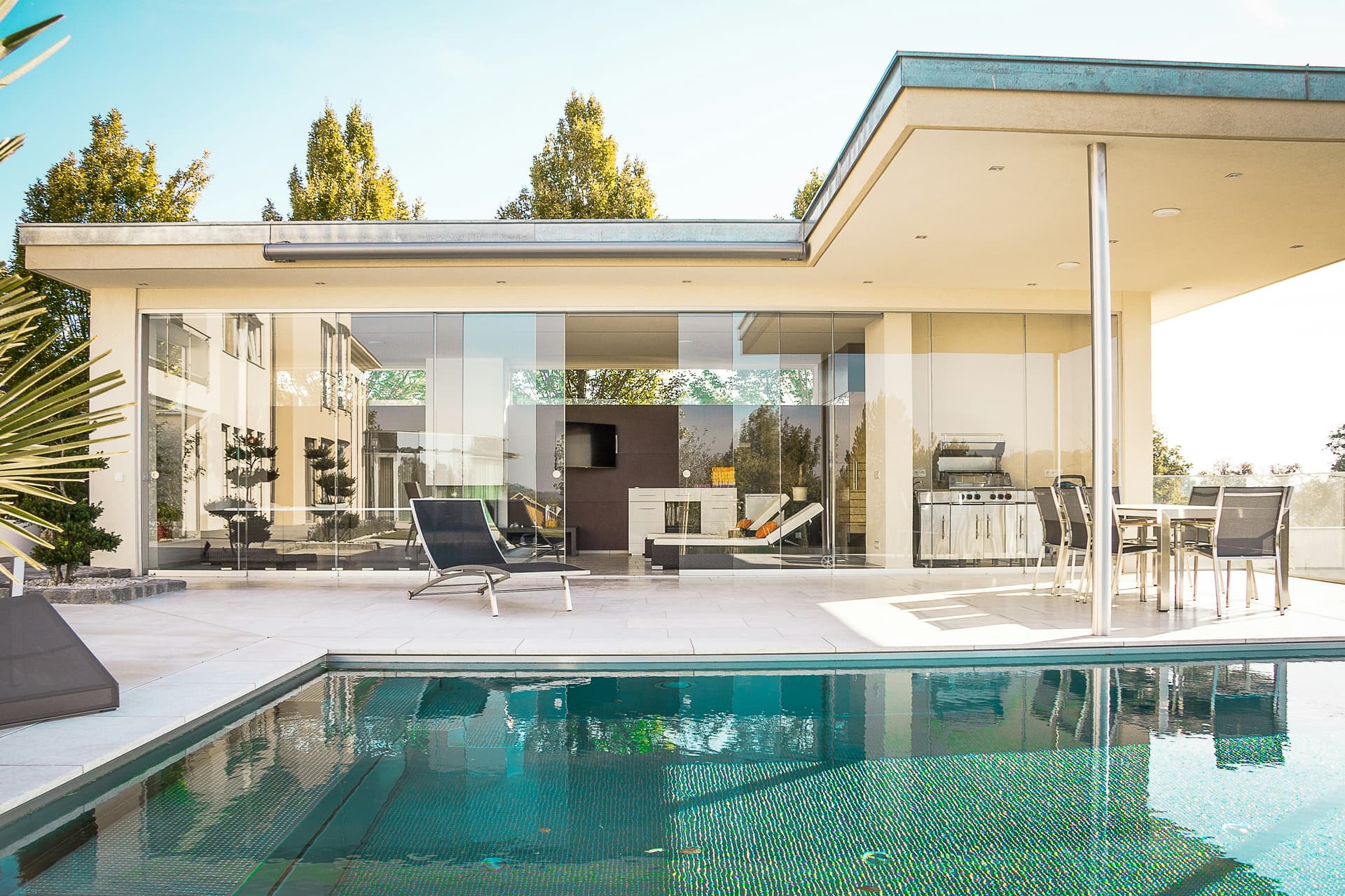 Pool house photographed in daylight