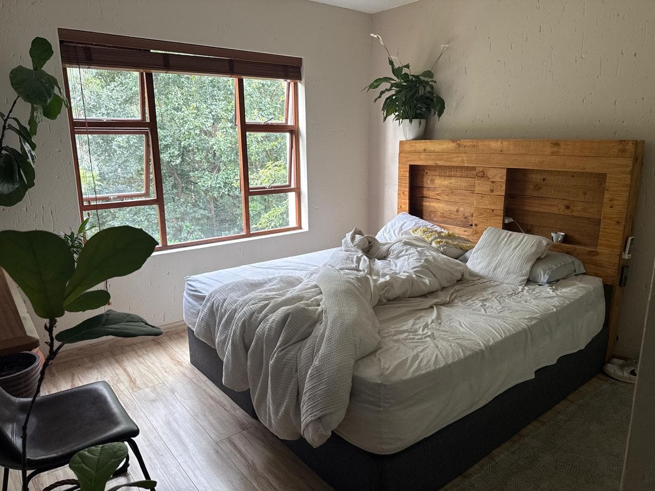 Interior photo with dark shadows and blown-out windows